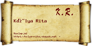 Kólya Rita névjegykártya